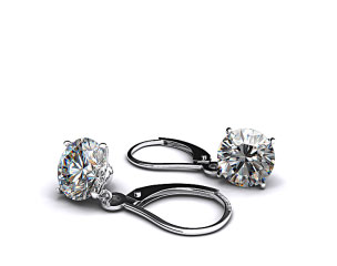18k White Gold 0.50ctw Diamond Leverback Dangle Earrings    